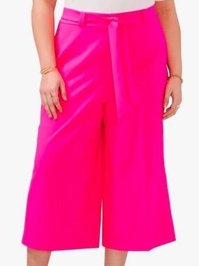 Vince Camuto Neon Pink Wide-Leg Cropped Pants